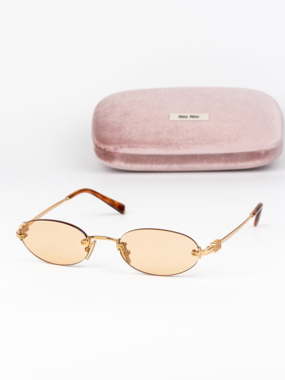 Miu Miu Women Sunglasses Brass Orange Oval MUA54S 7OE90X NEW AUTHENTIC